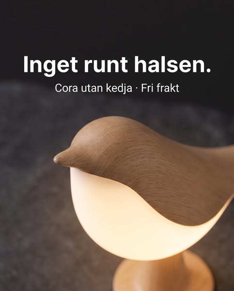 Cora levereras utan kedja.