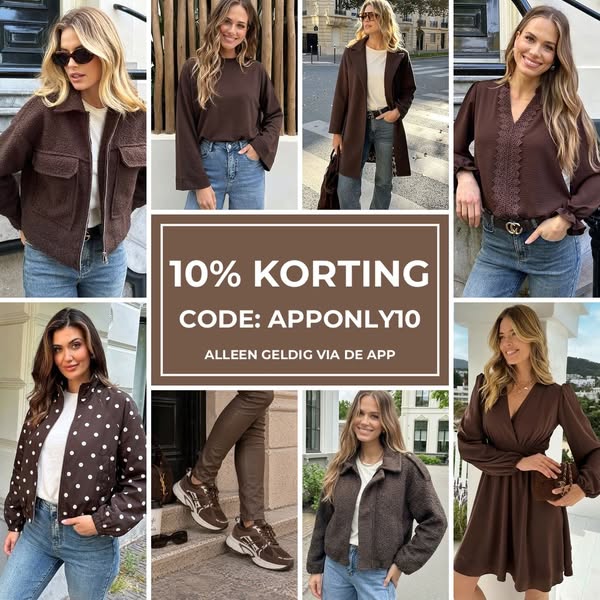 Boucle Jacket Met Rits Choco