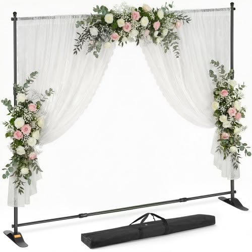 VEVOR Bannerhouder, Fotoachtergrondstandaard, 3 x 2,4 m, Hoogwaardige posterhouder, Telescopisch, Verstelbaar, Draagbaar, voor Woonkamer, Be