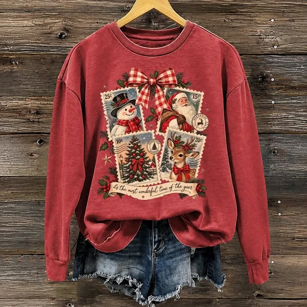 Retro Christmas Stamps Sweatshirt