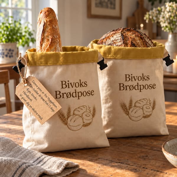 Håndlavet bivoksbrødpose.