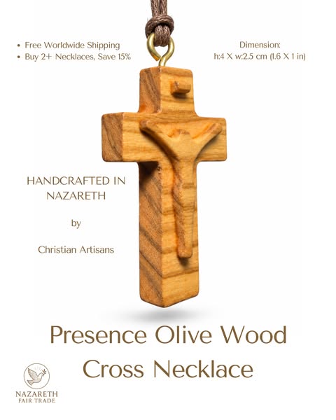 Presence Olive Wood Cross Necklace