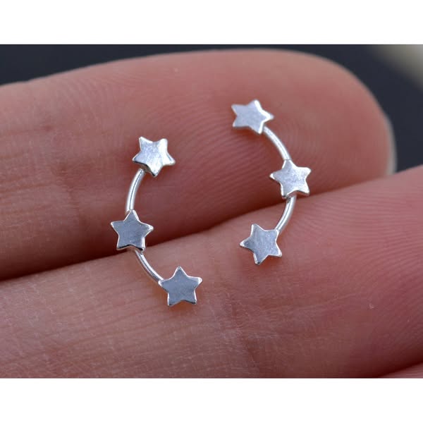 Tiny Star Trio Crawler Earrings