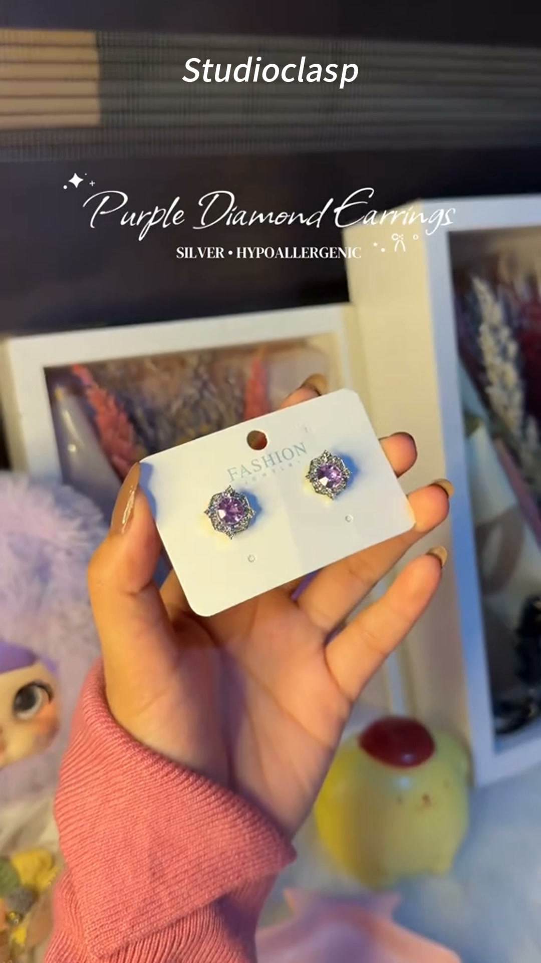 Millennium Rose Cut Diamond Stud Earrings Women Halo Hexagon Silver Sparkling Jewelry Gift