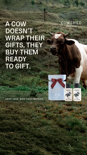 Care Less. Gift This Instead. Christmas Like A Cow Christmas Gifts Covered Ready-to-Gift Indulgence Start Shopping Today Christmas Your Way