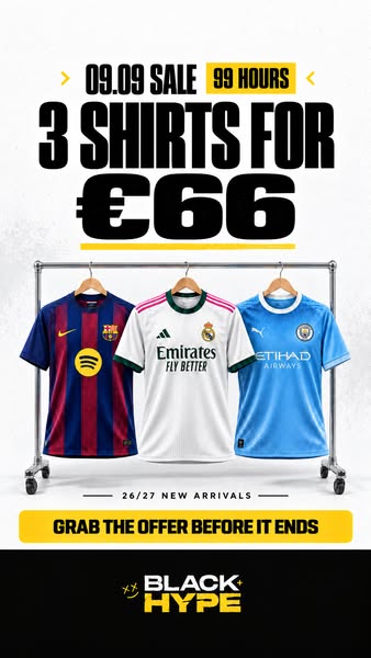 5 shirts for €99 · 99 hours