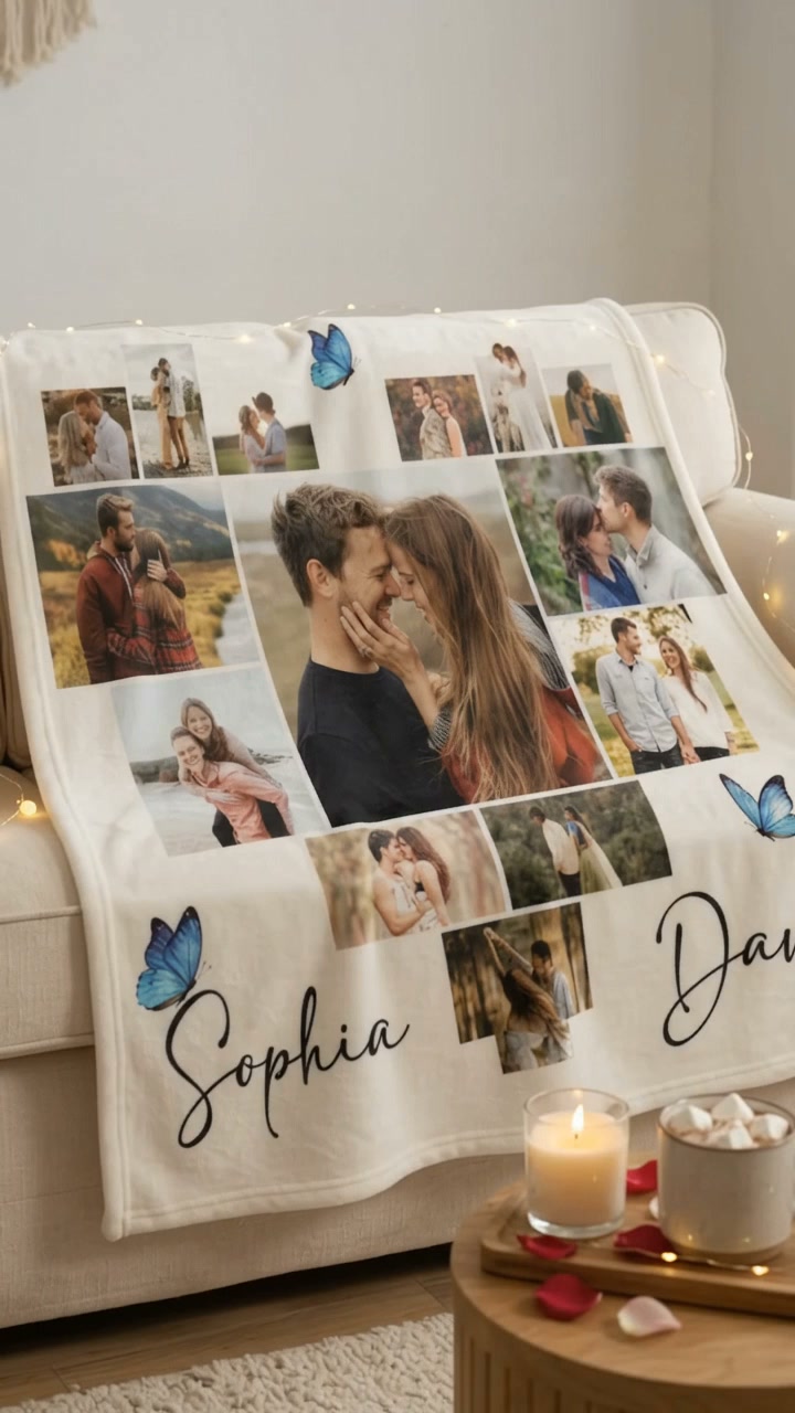 Personalized Couples Photo Blanket