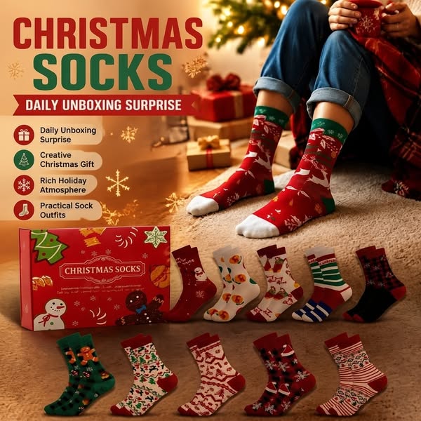Christmas Advent Calendar Socks Gift Box | 24‑Slot Holiday Sock Adve