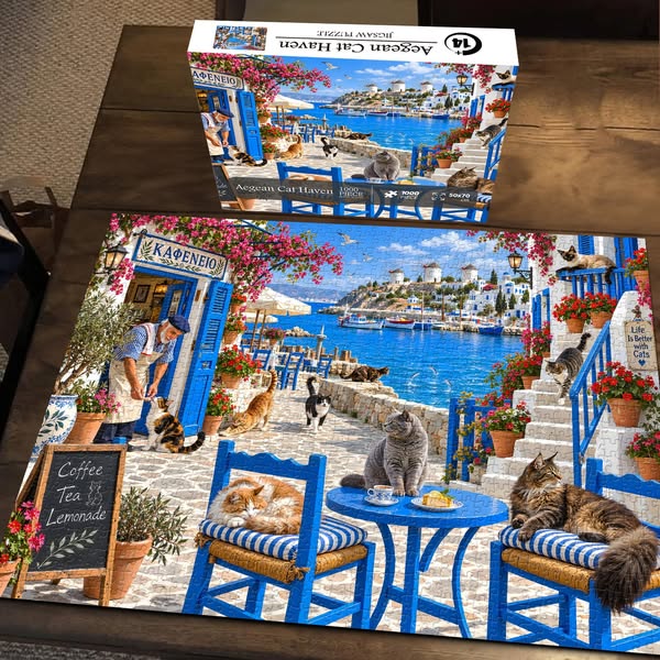 Aegean Cat Haven Jigsaw Puzzle 1000 Pieces