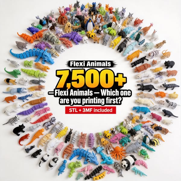 7,500+ Flexi Animal STLs for $15