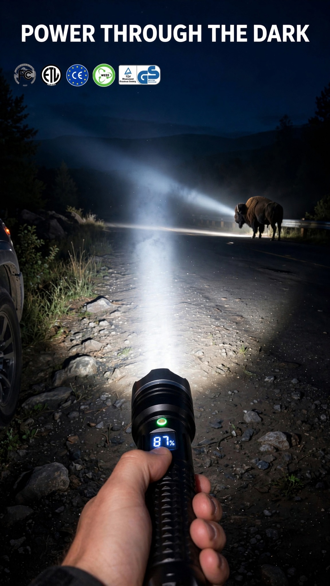 High‑Lumen Rechargeable Emergency FlashlightZoomable Beam For Outdoor & Home Use