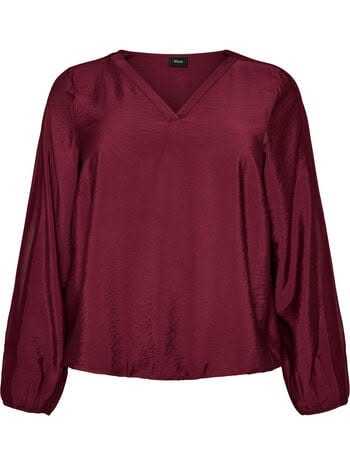Blouse met balloneffect en chiffondetails