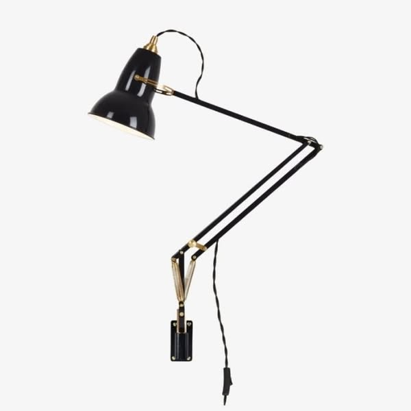 Anglepoise original 1227 modern adjustable wall lamp - focused task light for office t576 black brass 5.7″ / 14.5 cm