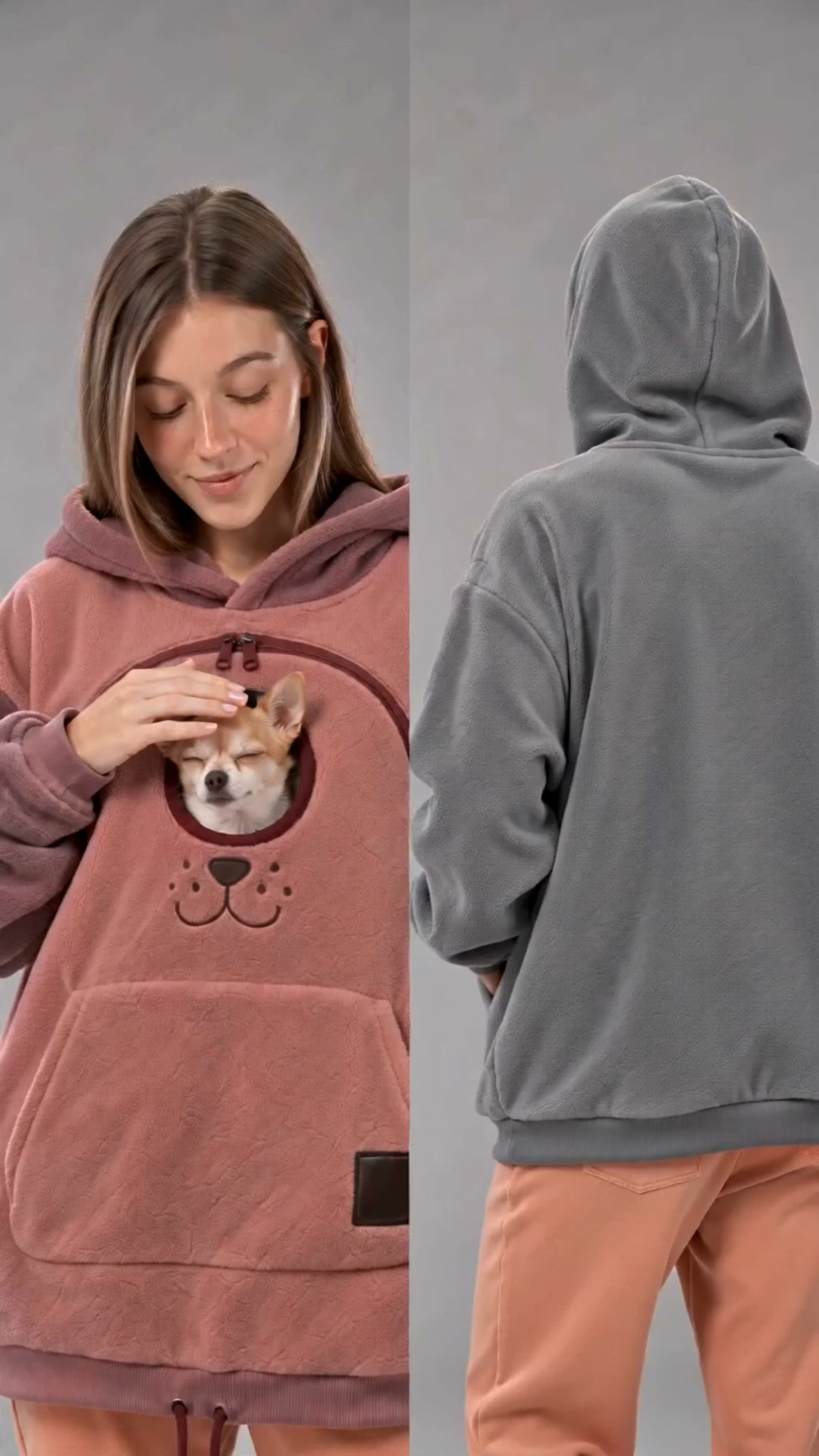 Unisex Couple Pet Tote Carrier Hoodie