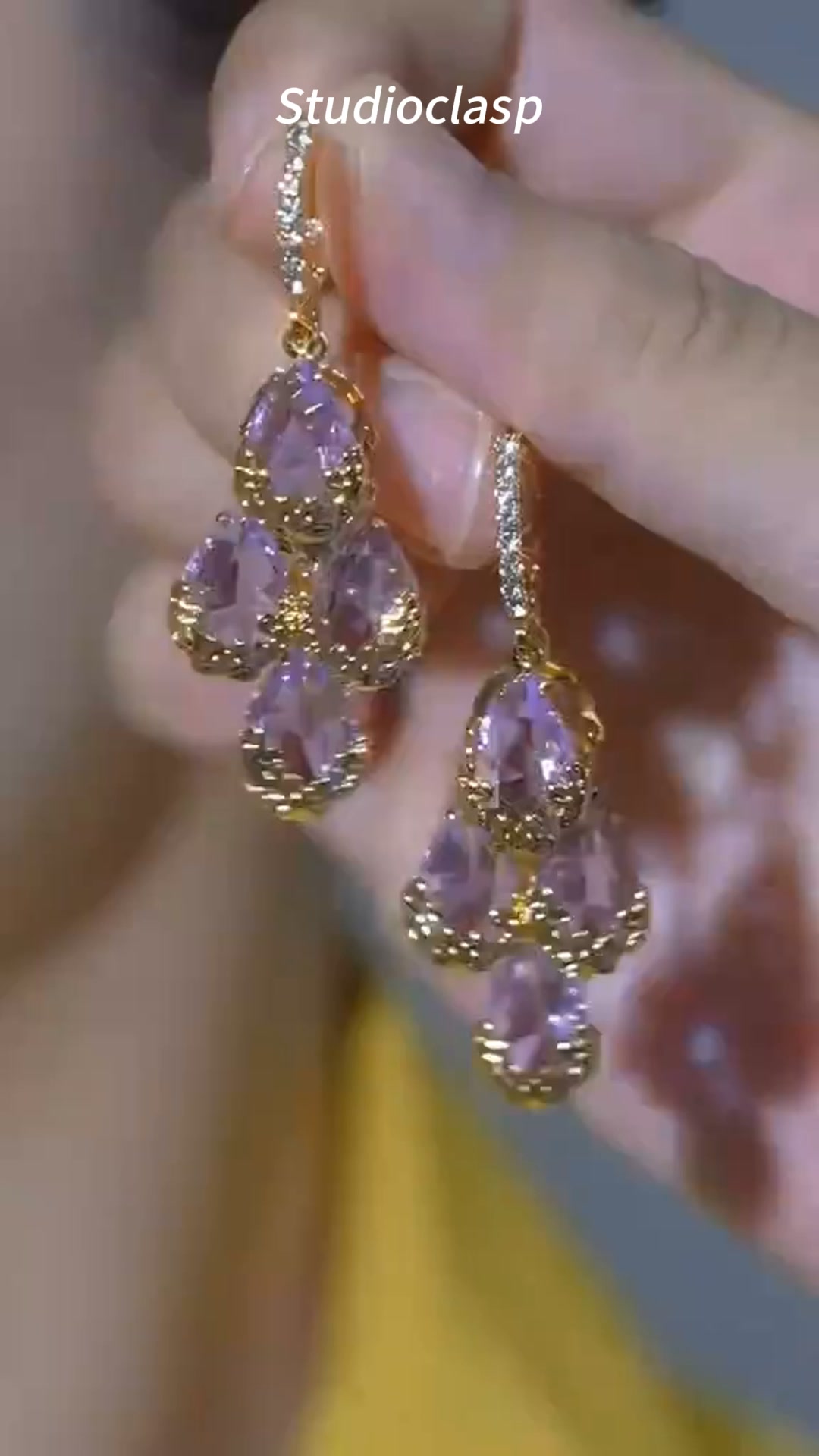 Home / Purple Diamond Drop Earrings Women Gold Filigree Water Drop Luxury Jewelry Gift