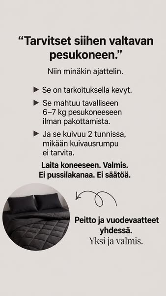 Ei enää pussilakanan vaihtoa