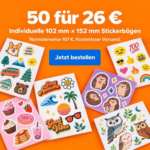 50 Stickerbögen für 26 €