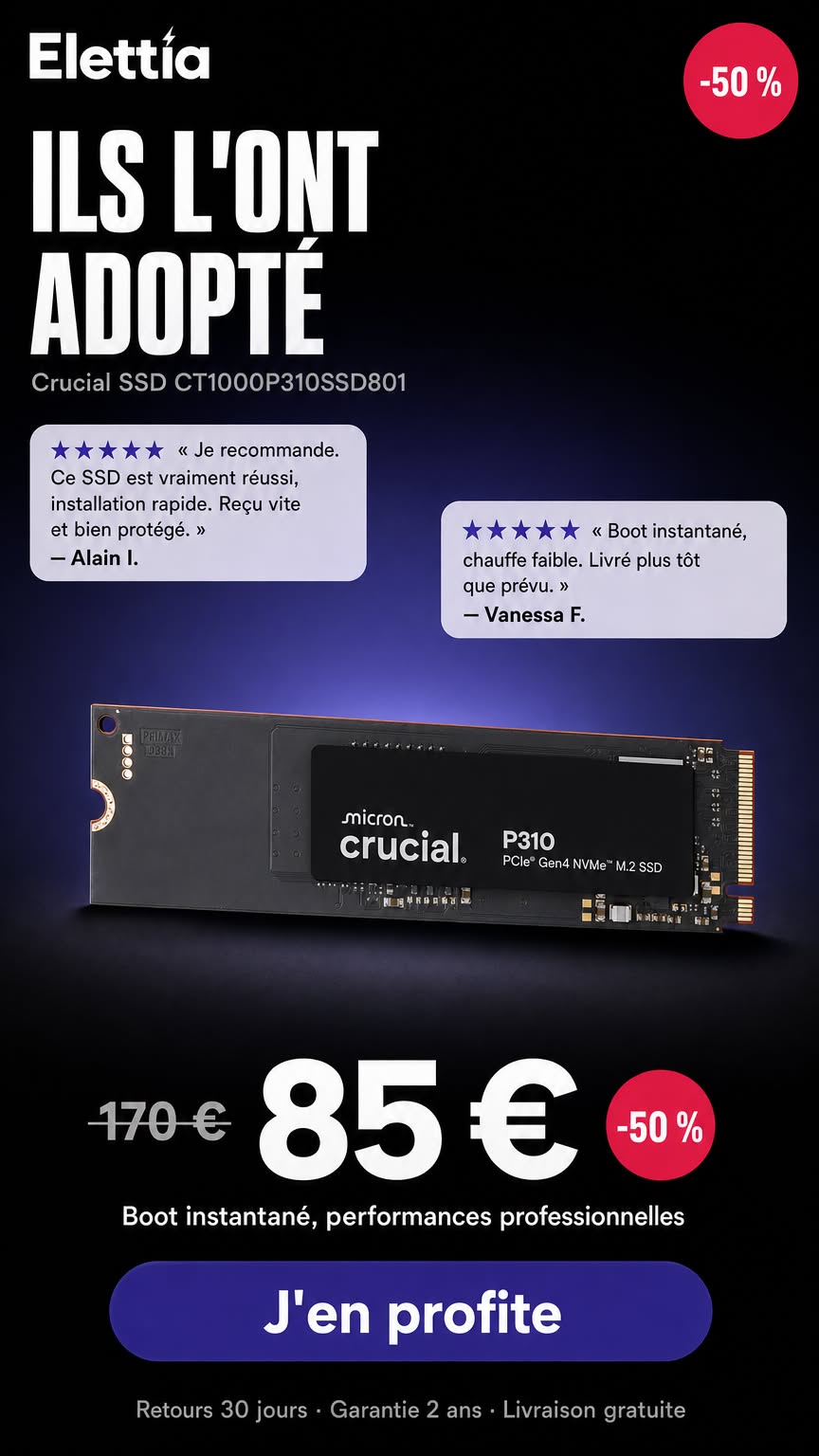 SSD 1 To à moitié prix