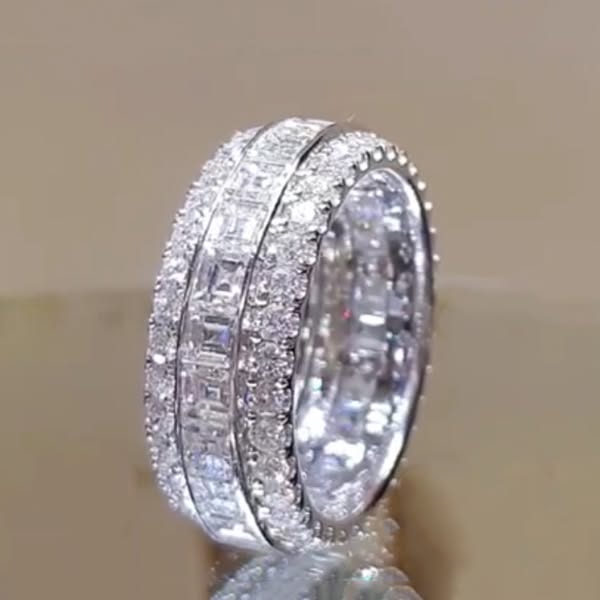 7.35ctw Asscher Cut White Sapphire Eternity Band