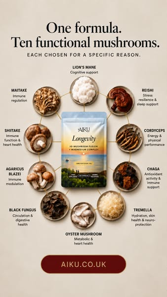 Adaptogenic Mushroom Supplements for Stress & Longevity | Aiku