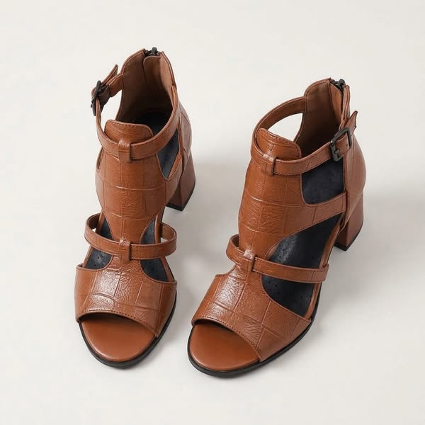 Straps, Shape, Block Heel