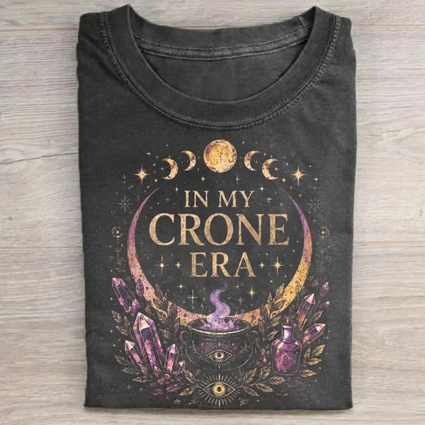 In My Crone Era Witchy Gothic Botanical T-shirt.