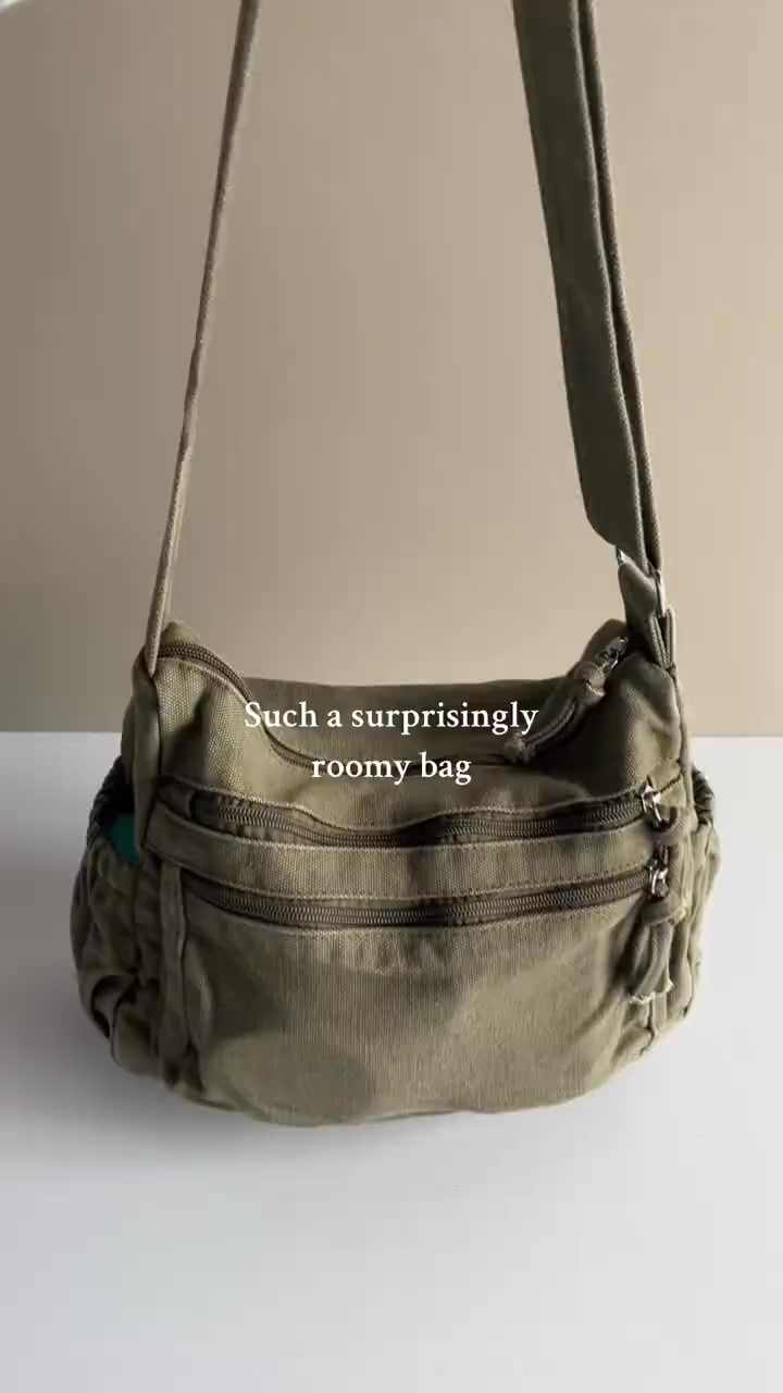 Distressed Canvas Messenger Bag
