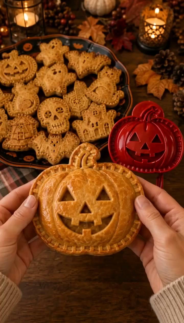 8-delars set med formar för små halloweenpajer