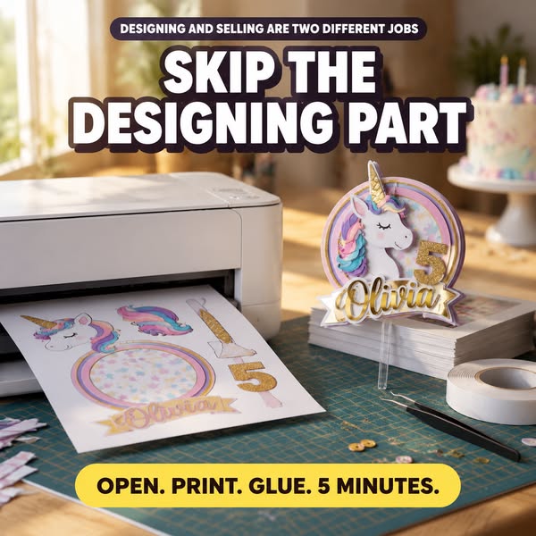 A Cake Topper Business for $19.90? | 750+ Designs Ready to Print