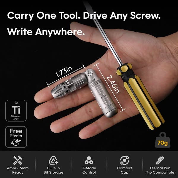 4-Angle Foldable Titanium Ratchet Screwdriver