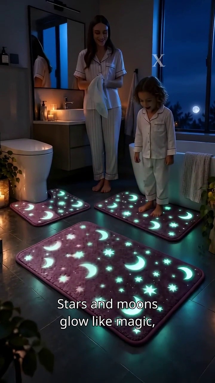 Glow-in-the-Dark Moon & Star Bath Mat