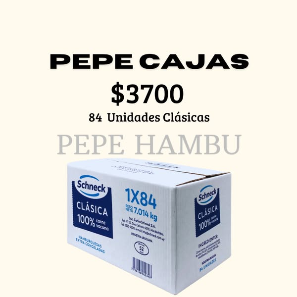 Caja Hamburguesas x 84 clásicas $3700