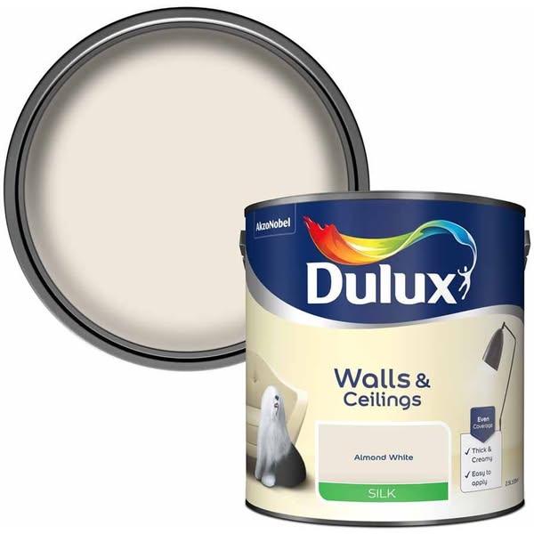 Dulux Walls & Ceilings Almond White Silk Emulsion Paint 2.5L