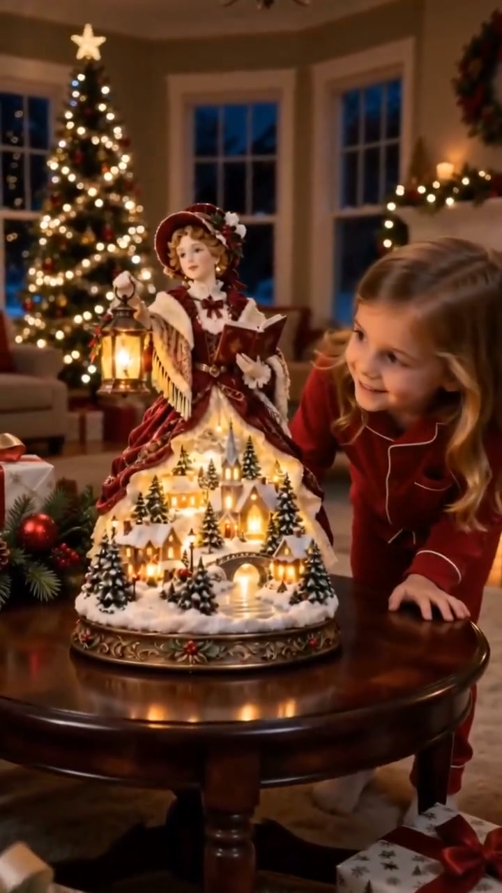 Victorian‑Era Caroler Lady LED Christmas Tabletop Figurine
