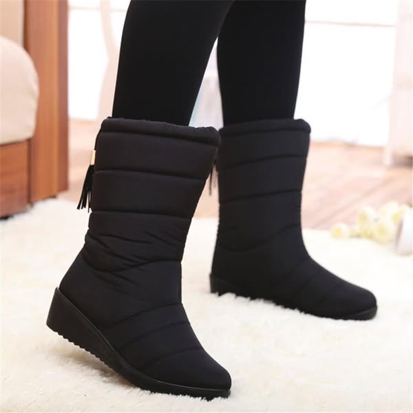 Fringe Warm Winter Boots, Black / 5.5