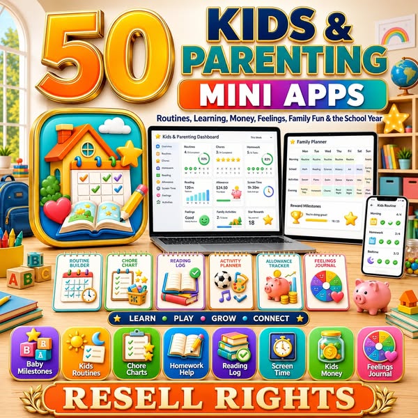 50 Kids & Parenting Mini-Apps You Can Resell As Your Own