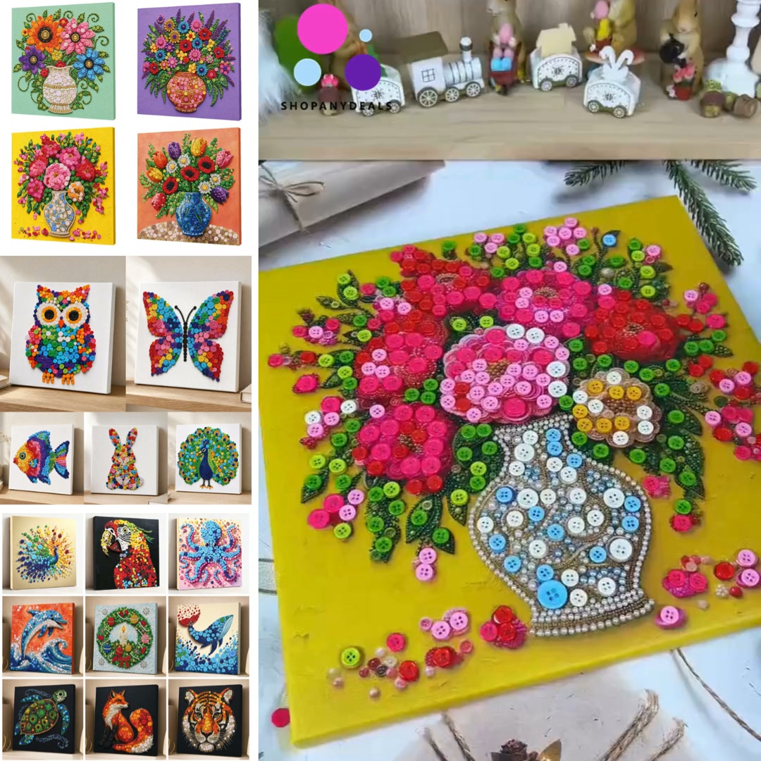 Pre-Framed DIY Button Art Craft Kits