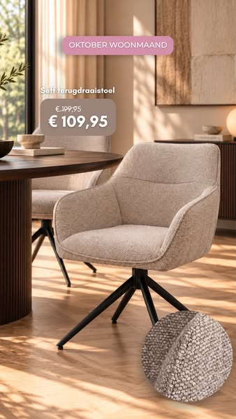 Seff terugdraaistoel van €199,95 voor €109,95!