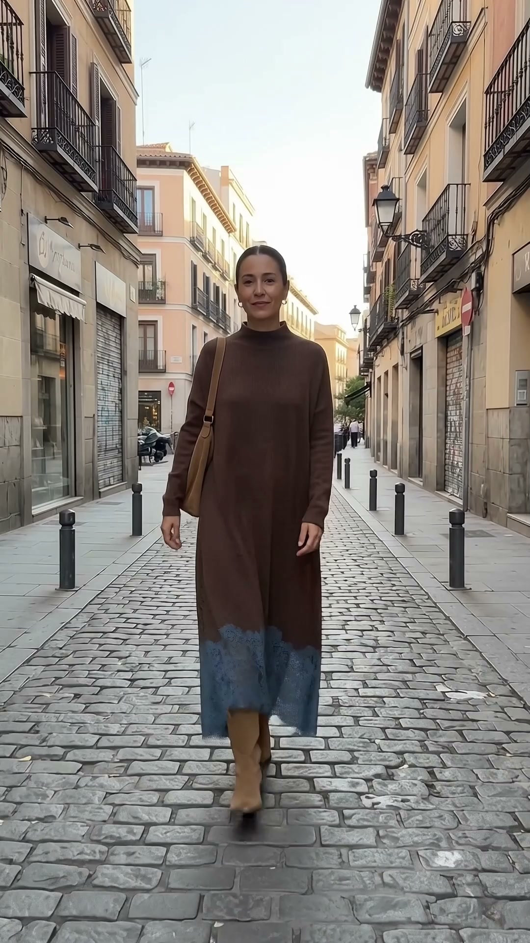 El vestido de punto con encaje