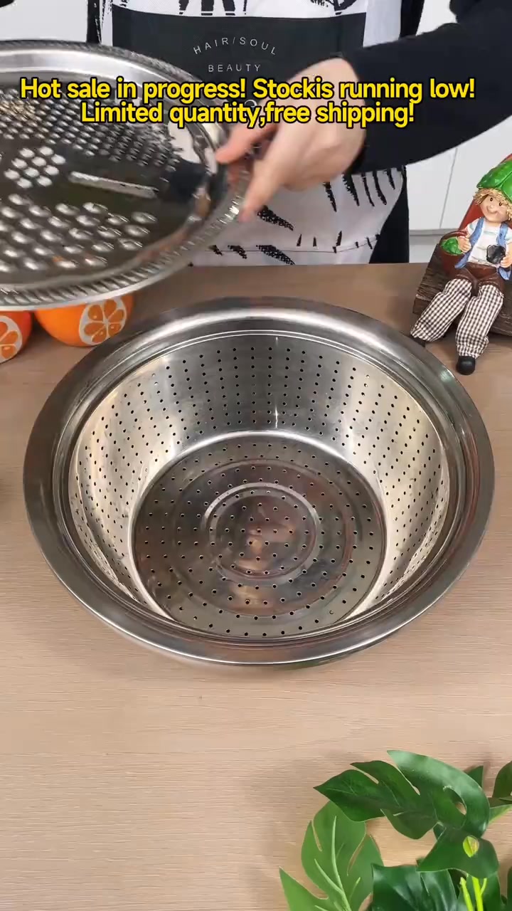 Stainless Steel Grater with Drain Basket