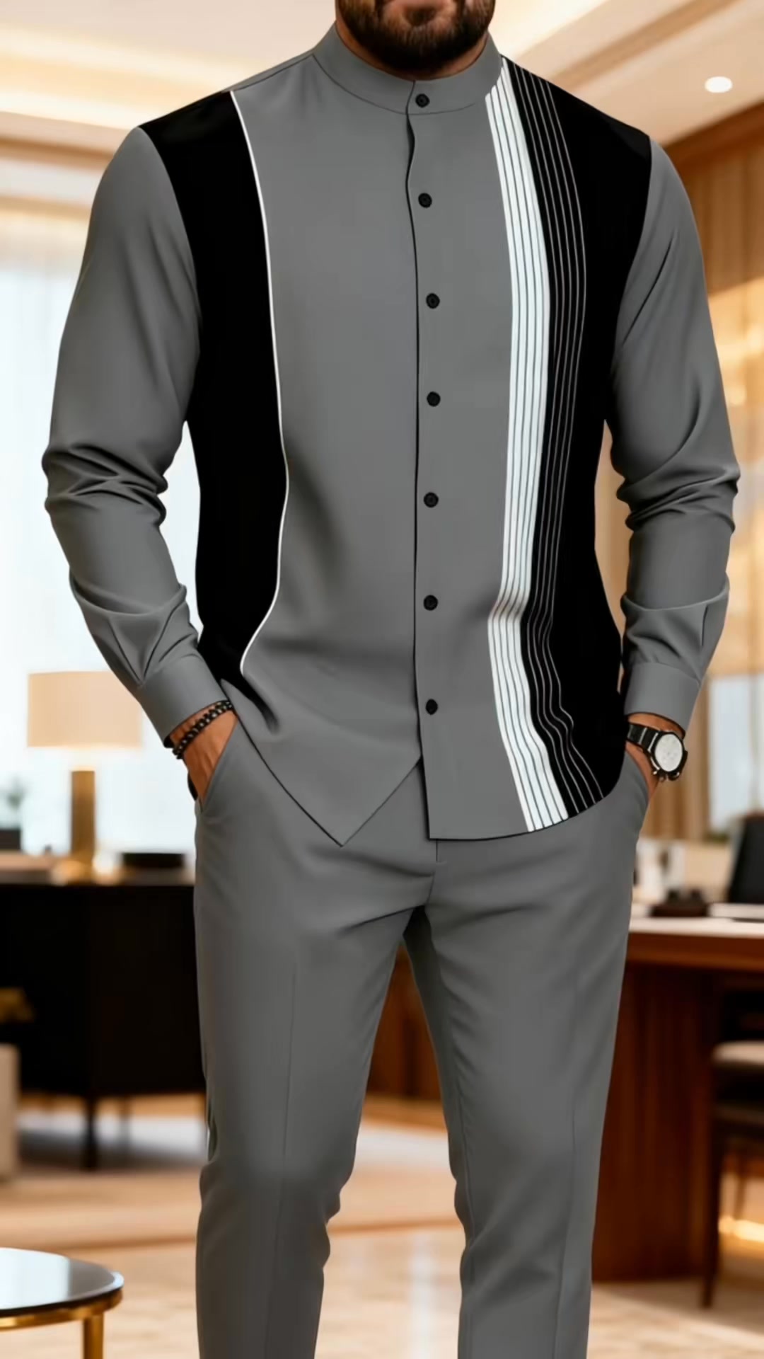 KZZ regular casual long sleeved and pocket casual pants