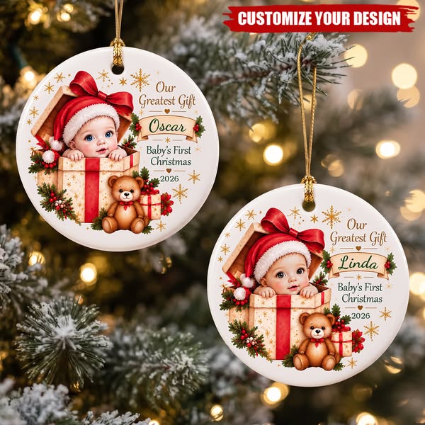 Personalized Baby First Christmas Ceramic Ornament