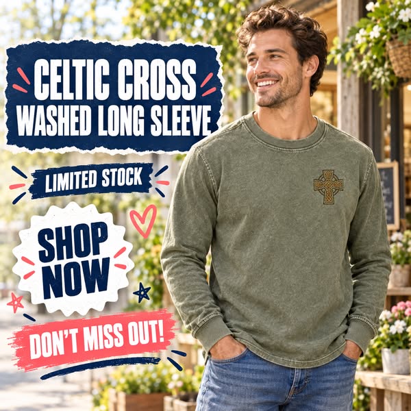 Celtic Cross Left Chest Long Sleeve
