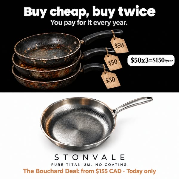 Hand-hammered titanium. No coating. No chemicals.