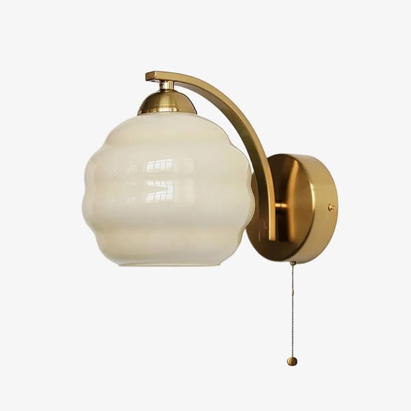 Curvona Bauhaus Wandleuchte aus Milchglas – Minimalistisches Deko-Upgrade 8,3" / 21 cm-Messing-Beige