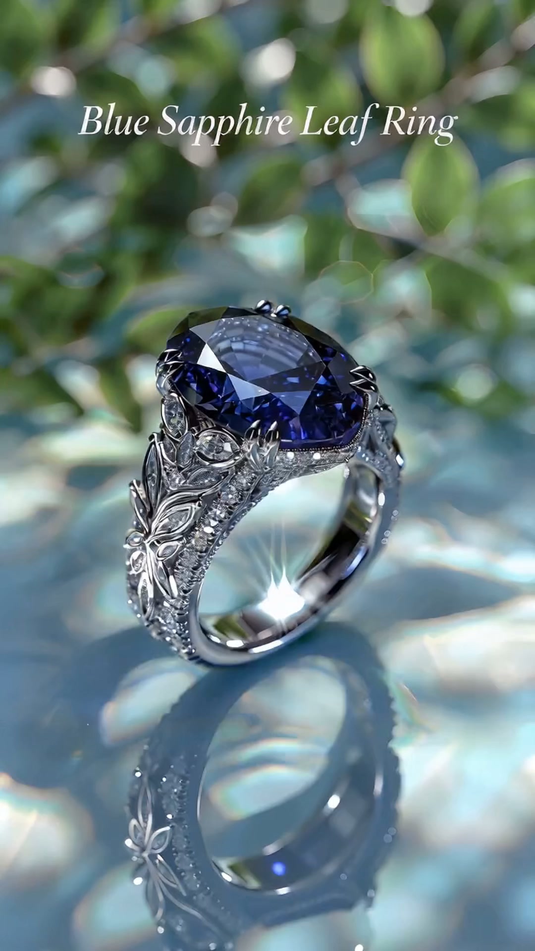 Vintage Oval Blue Gem Statement Ring