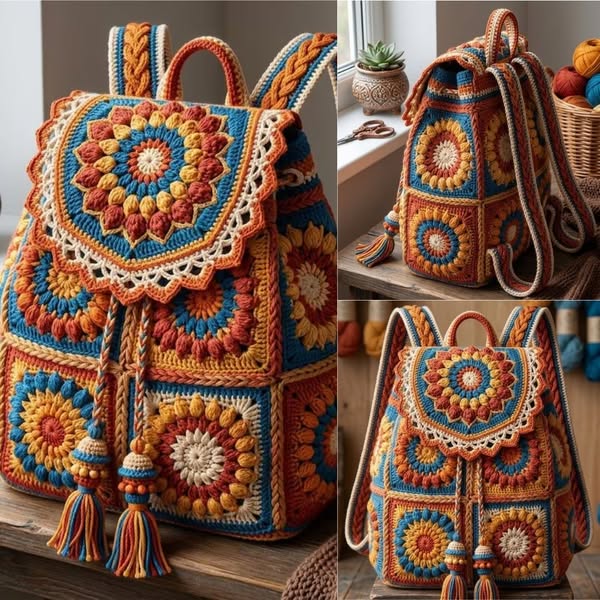 Botanical Motif Adventure Backpack Crochet Pattern