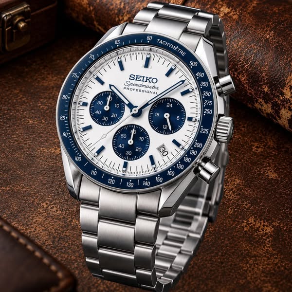Custom Seiko Blue Racing Chronograph Speed Mod Watch