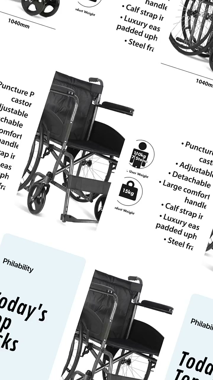 Folding Lightweight Self Propelled Steel Wheelchair with Brakes, Extra Wide Seat (20") Lap Strap