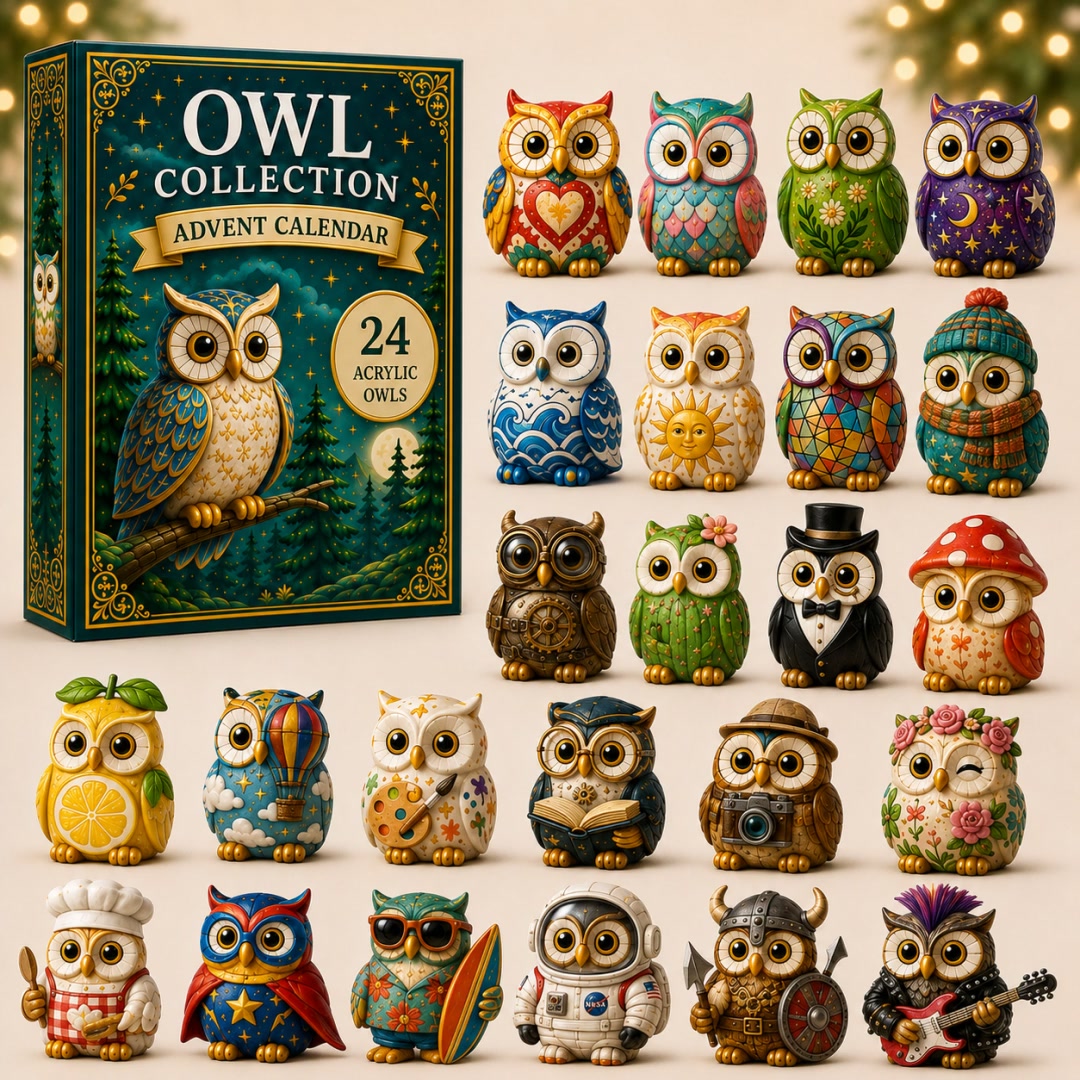 CHRISTMAS KICKOFF 50% OFF - Whimsical Owls Advent Calendar 2026 - 24-Day Festive Countdown, Acrylic Charms Blind Box - Gift For Animal Lover